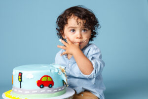Race care themed birthday cake for first birthday photoshoot