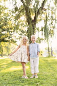 Family Portrait of brother and sisterat Riverside Park in Janesville