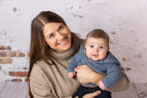Portrait of a Mom with her 3 month old baby boy.